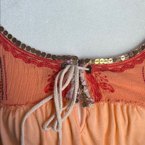 Free People Moroccan Style Peach Embroidered Women's Top - Picture 5 of 6